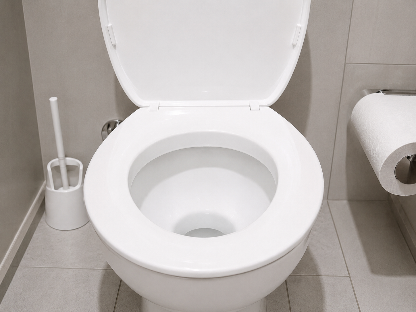 A normal clean-looking toilet seat in regular bathroom lighting