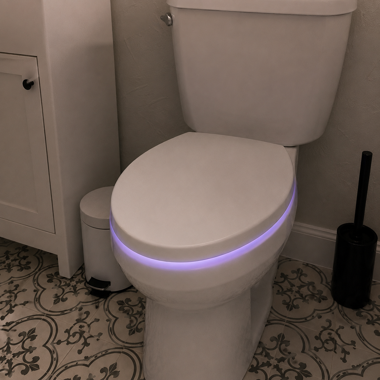 Second bathroom toilet with subtle Azuremist purple glow