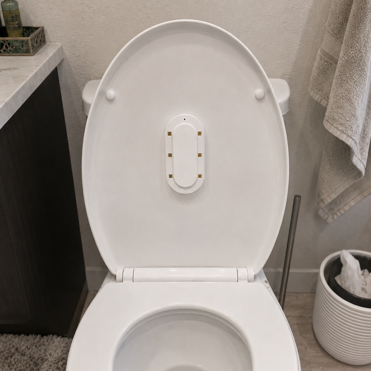 Compact Azuremist setup inside a small bathroom